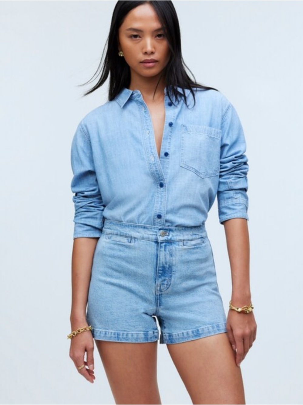 Madewell NWT❗️Light Wash Denim High-Rise  Emmett Short: Welt Pocket Edition